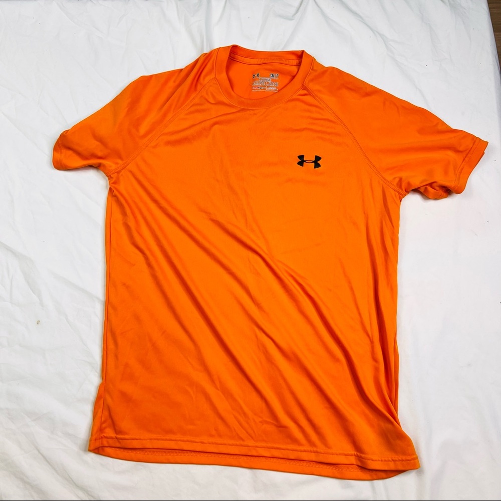 UNDER ARMOUR MENS HEATGEAR LOOSE Bright Orange Shirt Mens Size Small L030622